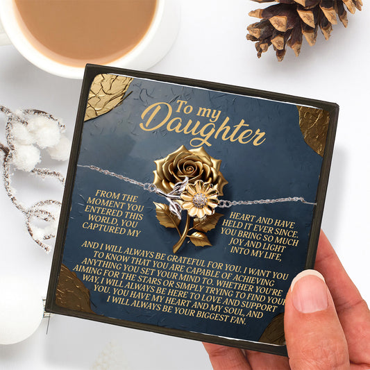 Gift for Teen & Adult Daughters Sunflower Bracelet – Sterling Silver with 18K Gold-Plated Petals - You Have My Heart & My Soul - Mallard Moon Gift Shop