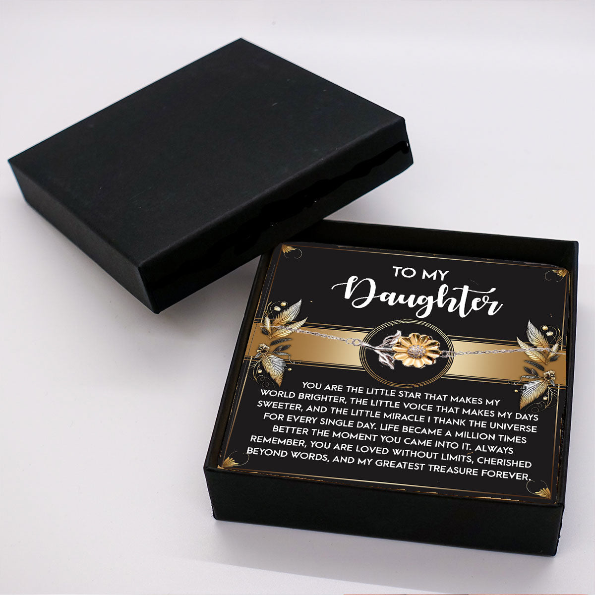 Daughter Sunflower Bracelet – Sterling Silver with 18K Gold-Plated Petals – Meaningful Gift for Birthday, Graduation, Christmas, or Special Occasions - Mallard Moon Gift Shop