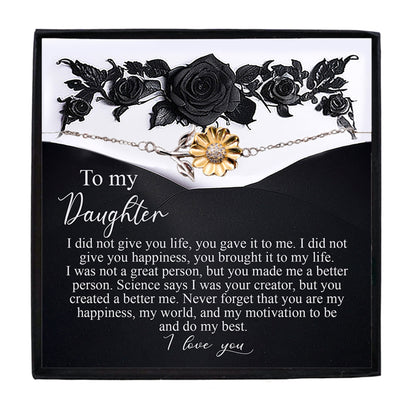 Daughter Sunflower Bracelet – You Made Me a Better Person - Sterling Silver with 18K Gold-Plated Petals – Gift for Teen & Adult Daughters - - Mallard Moon Gift Shop