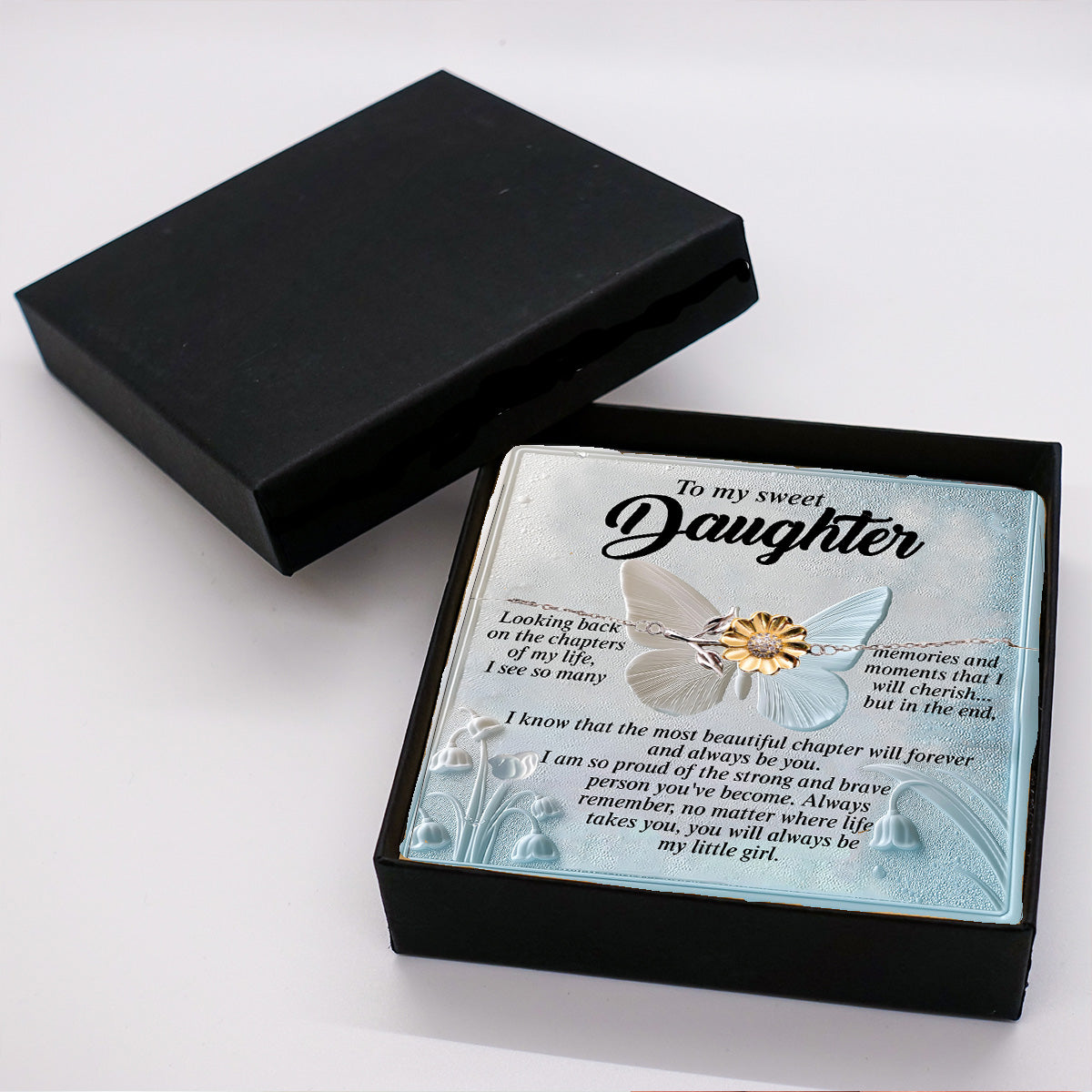 To My Sweet Daughter - You Will Always Be My Little Girl - Gift for Teen & Adult Daughters - Sunflower Bracelet – Sterling Silver with 18K Gold-Plated Petals - Mallard Moon Gift Shop