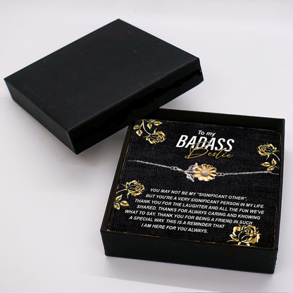 To My Badass Bestie Thank You For the Laughter and Fun Sunflower Bracelet - Mallard Moon Gift Shop