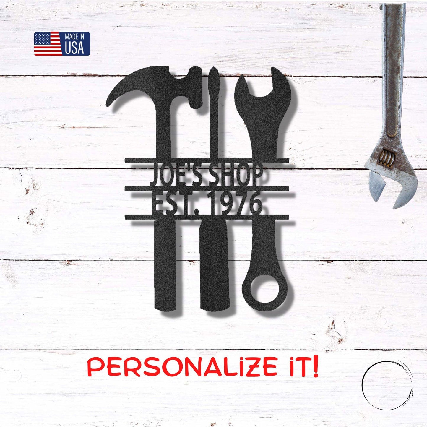 The Garage Workshop Personalized Metal Wall Sign - Mallard Moon Gift Shop