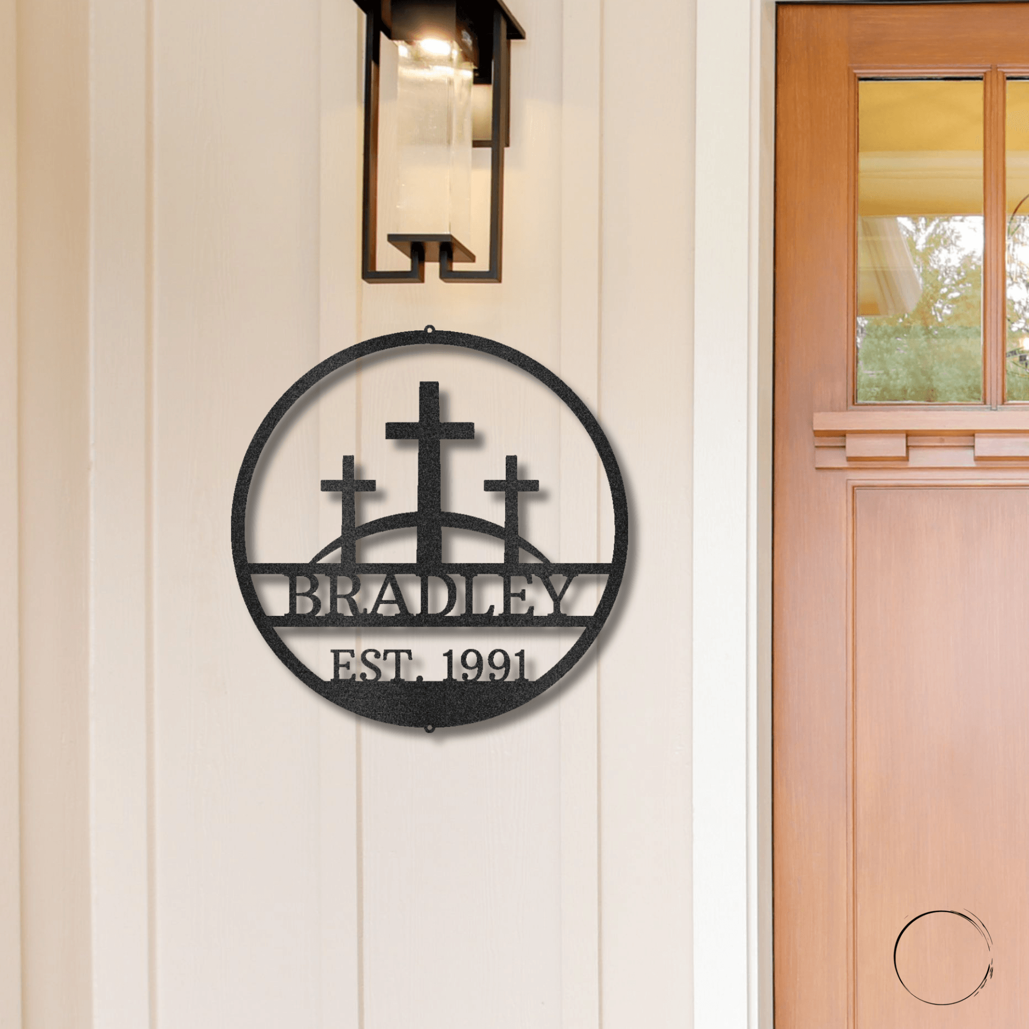 Three Crosses Monogram Custom Name Metal Wall Art Spiritual Decor - Mallard Moon Gift Shop