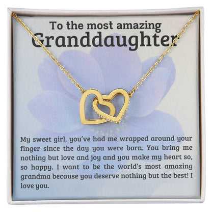 To My Amazing Granddaughter - You Bring Me Love and Joy - Personalized Interlocking Hearts Pendant Necklace - Mallard Moon Gift Shop