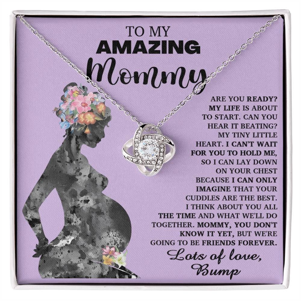 To My Amazing Mommy to Be Can You Hear My Tiny Little Heart - Love Knot Necklace - Mallard Moon Gift Shop