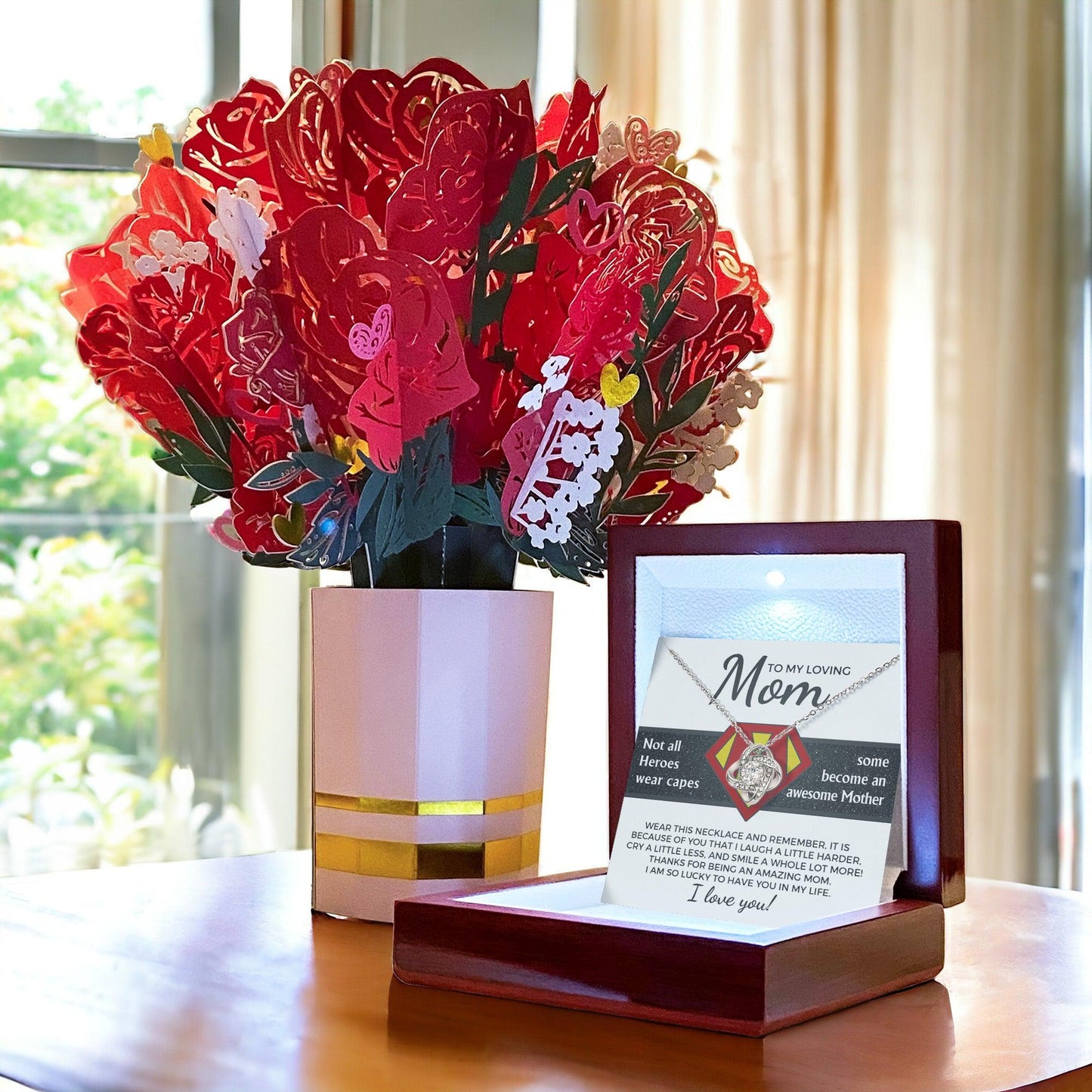 To My Amazing Super Mom Not All Heroes Wear Capes Love Knot Necklace - Mallard Moon Gift Shop