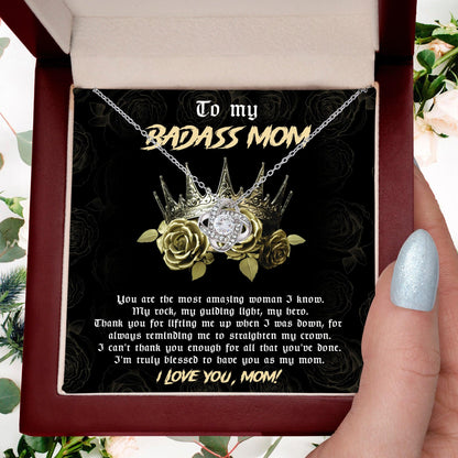 To My Badass Mom You are My Rock Love Knot Necklace - Mallard Moon Gift Shop