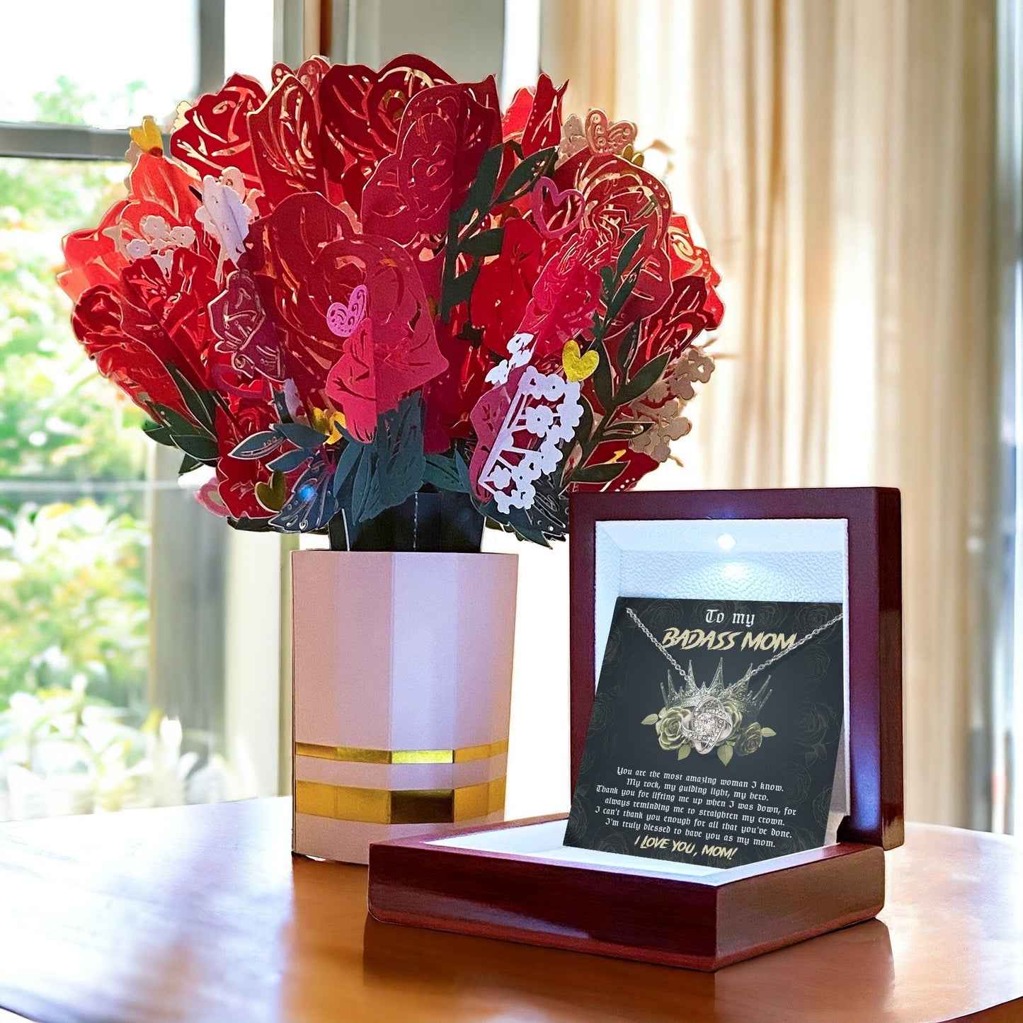 To My Badass Mom You are My Rock Love Knot Necklace - Mallard Moon Gift Shop