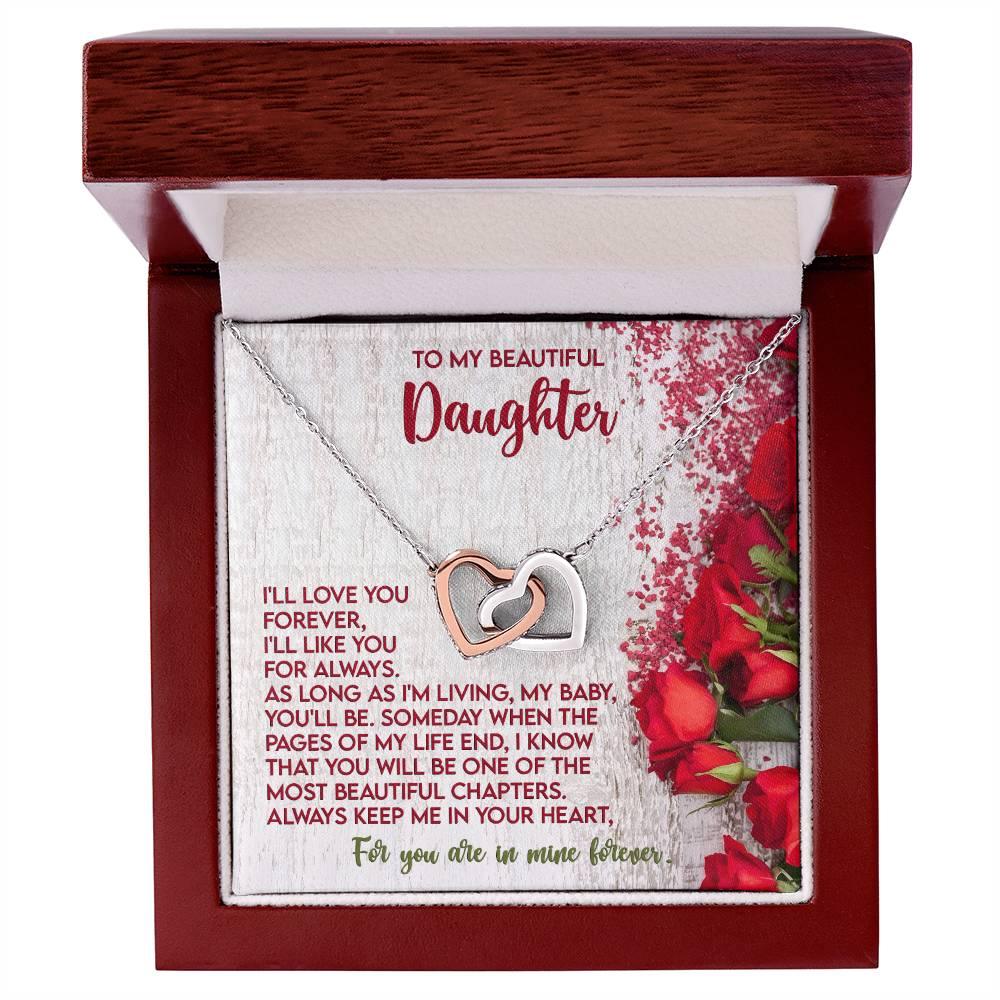 To My Beautiful Daughter You are in my Heart Forever - Interlocking Hearts Necklace - Mallard Moon Gift Shop