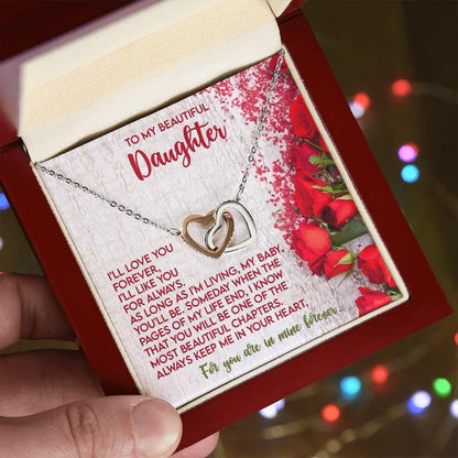 To My Beautiful Daughter You are in my Heart Forever - Interlocking Hearts Necklace - Mallard Moon Gift Shop