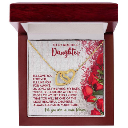 To My Beautiful Daughter You are in my Heart Forever - Interlocking Hearts Necklace - Mallard Moon Gift Shop
