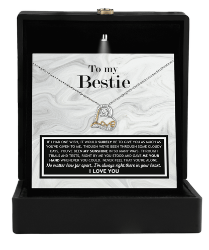 To My Bestie, You've Been My Sunshine Heart Pendant Necklace - Mallard Moon Gift Shop