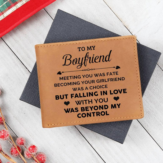 To My Boyfriend Meeting You Was Fate Genuine Cowhide Leather Wallet - Mallard Moon Gift Shop