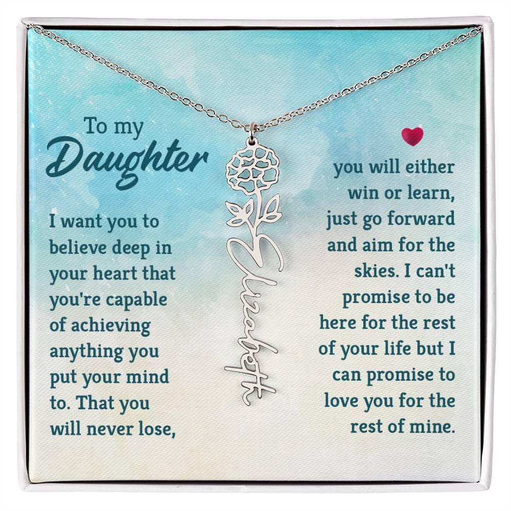 To My Daughter Aim for the Skies Birth Month Flower Necklace - Mallard Moon Gift Shop