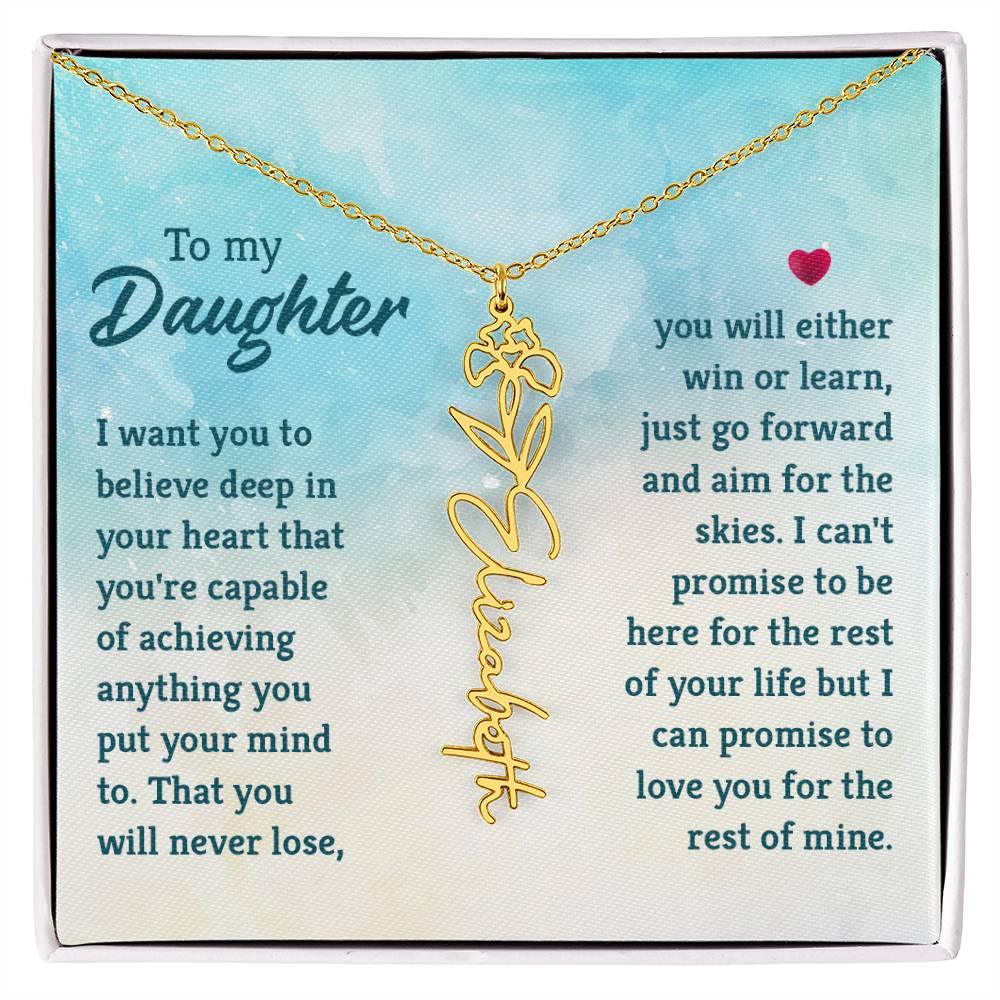 To My Daughter Aim for the Skies Birth Month Flower Necklace - Mallard Moon Gift Shop