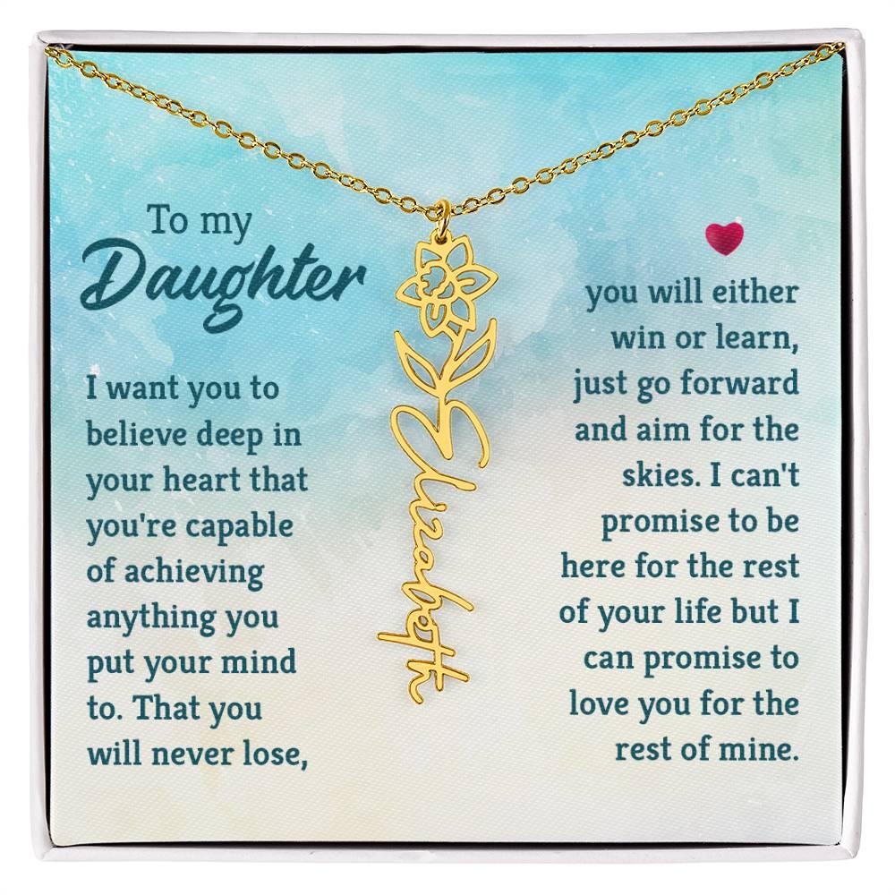 To My Daughter Aim for the Skies Birth Month Flower Necklace - Mallard Moon Gift Shop