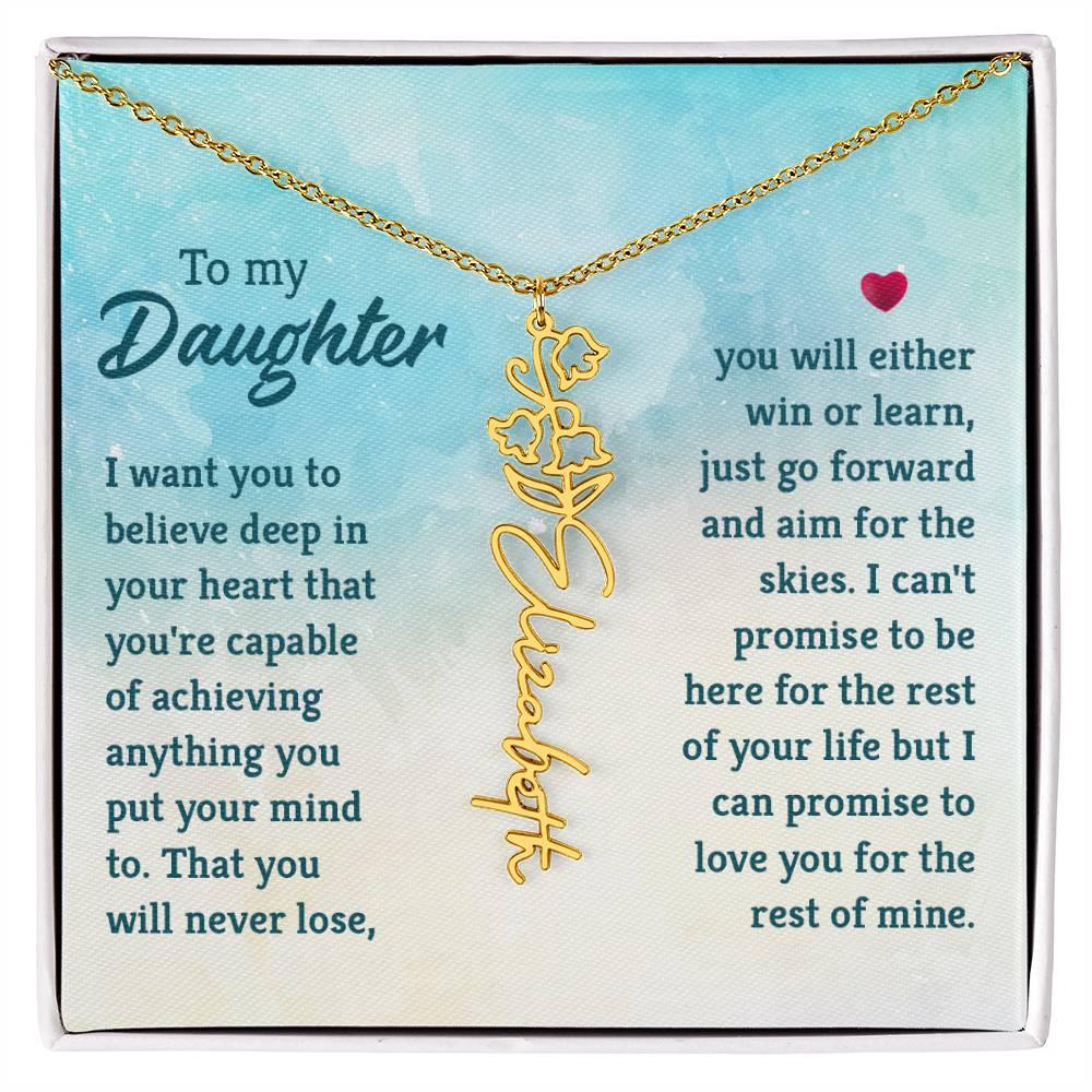 To My Daughter Aim for the Skies Birth Month Flower Necklace - Mallard Moon Gift Shop