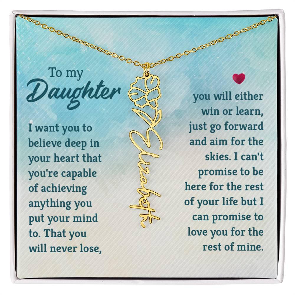 To My Daughter Aim for the Skies Birth Month Flower Necklace - Mallard Moon Gift Shop