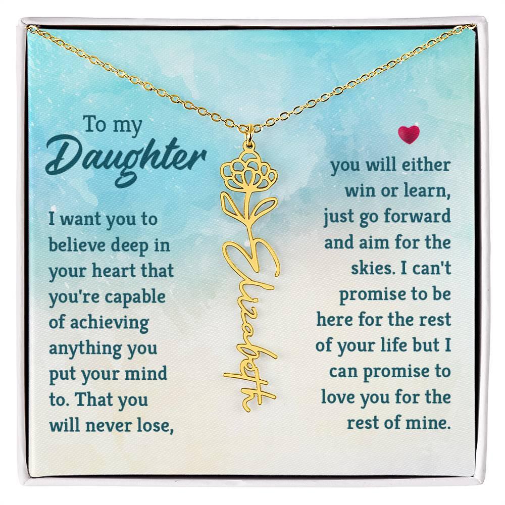 To My Daughter Aim for the Skies Birth Month Flower Necklace - Mallard Moon Gift Shop