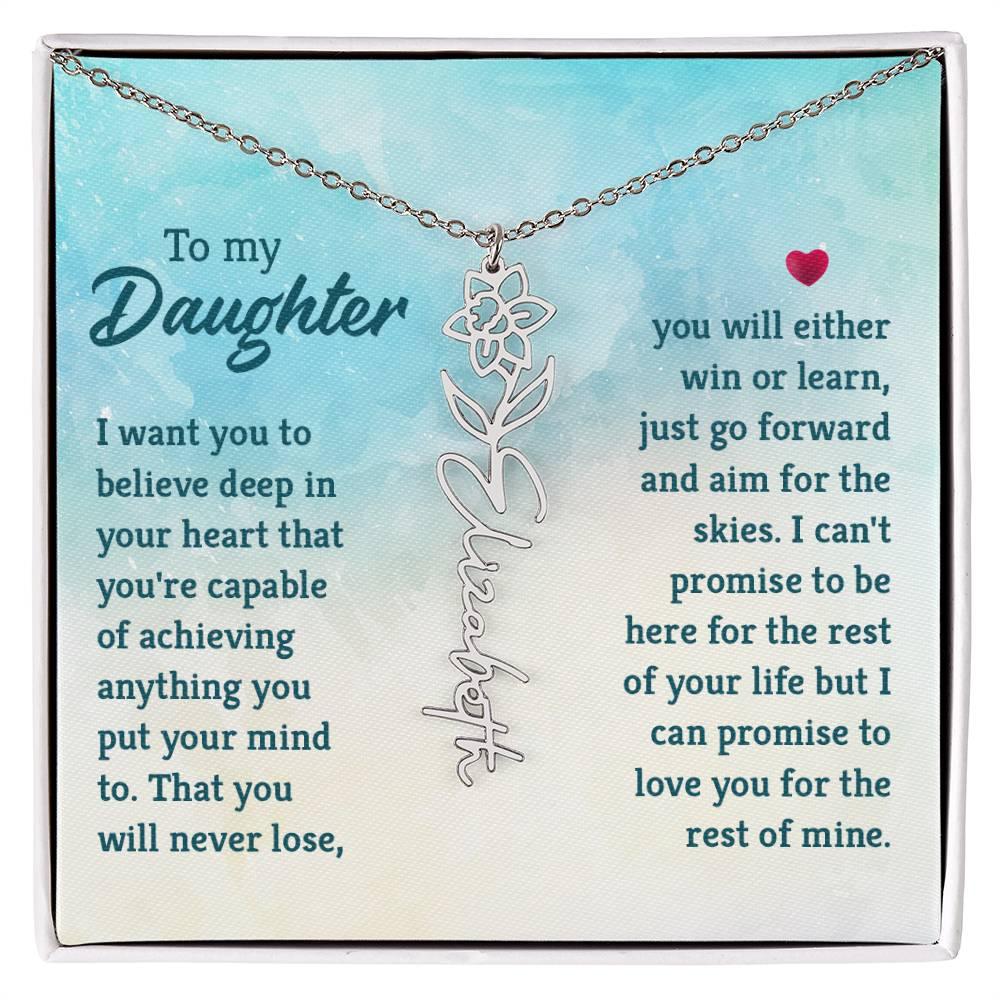 To My Daughter Aim for the Skies Birth Month Flower Necklace - Mallard Moon Gift Shop