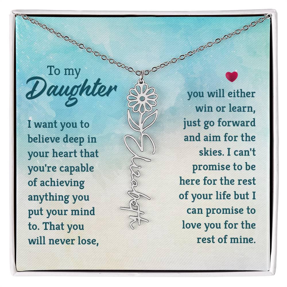 To My Daughter Aim for the Skies Birth Month Flower Necklace - Mallard Moon Gift Shop