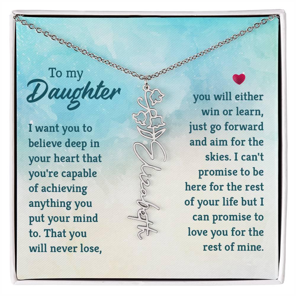 To My Daughter Aim for the Skies Birth Month Flower Necklace - Mallard Moon Gift Shop