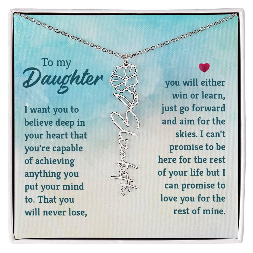 To My Daughter Aim for the Skies Birth Month Flower Necklace - Mallard Moon Gift Shop