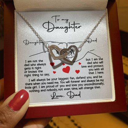 To My Daughter - I Will Always Be Your Biggest Fan - Interlocking Hearts Necklace - Mallard Moon Gift Shop