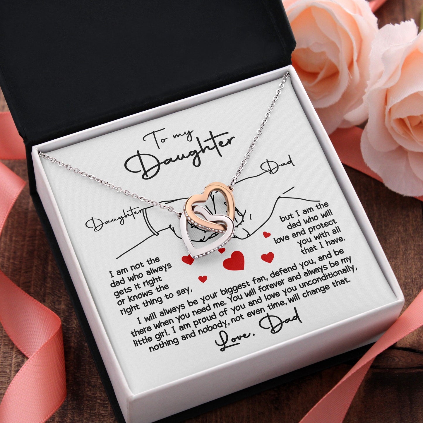 To My Daughter - I Will Always Be Your Biggest Fan - Interlocking Hearts Necklace - Mallard Moon Gift Shop