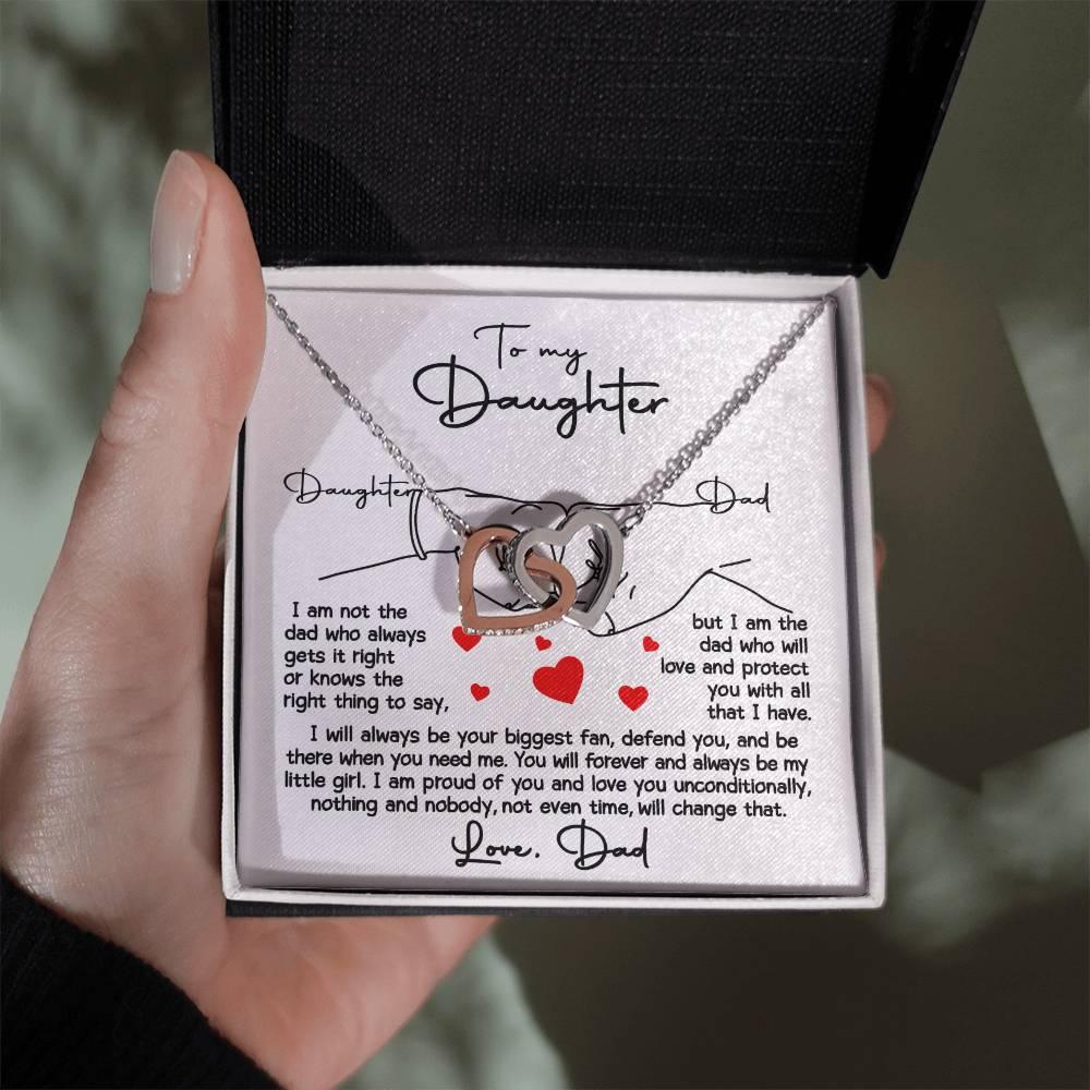 To My Daughter - I Will Always Be Your Biggest Fan - Interlocking Hearts Necklace - Mallard Moon Gift Shop