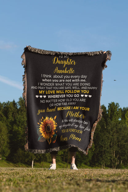 To My Daughter My Love Will Follow You Personalized Heirloom Woven Blanket - Mallard Moon Gift Shop