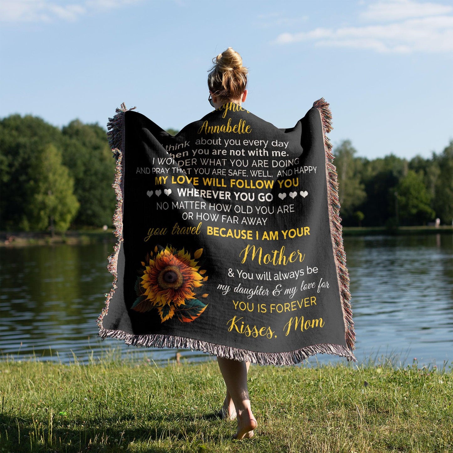 To My Daughter My Love Will Follow You Personalized Heirloom Woven Blanket - Mallard Moon Gift Shop