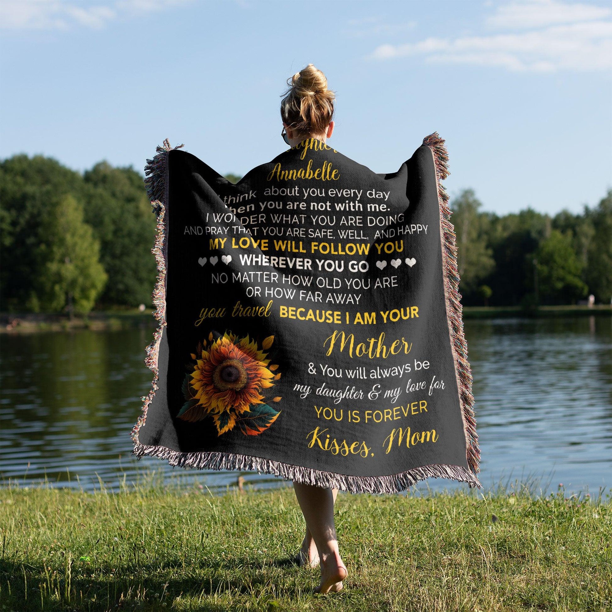 To My Daughter My Love Will Follow You Personalized Heirloom Woven Blanket - Mallard Moon Gift Shop
