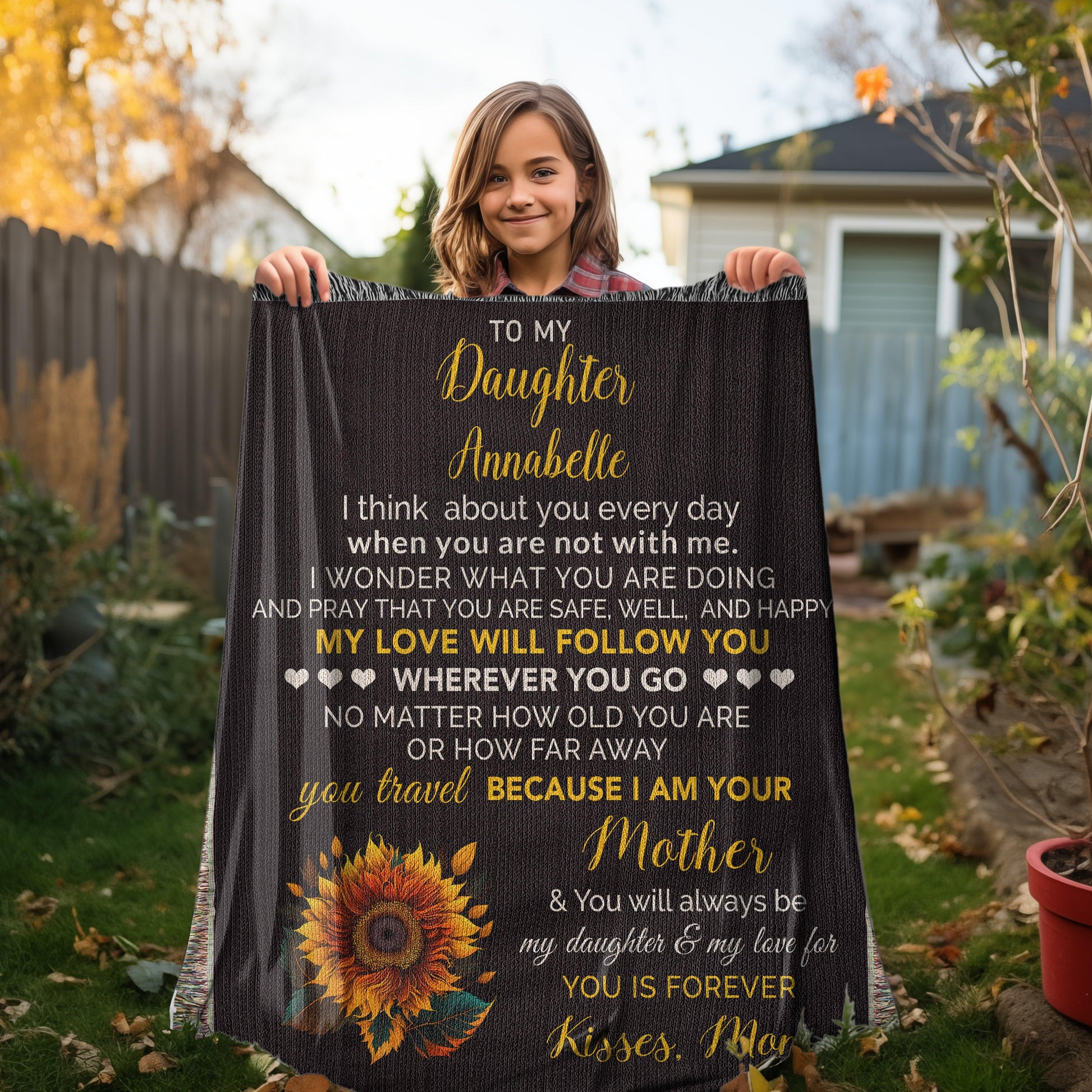 To My Daughter My Love Will Follow You Personalized Heirloom Woven Blanket - Mallard Moon Gift Shop