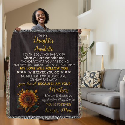 To My Daughter My Love Will Follow You Personalized Heirloom Woven Blanket - Mallard Moon Gift Shop