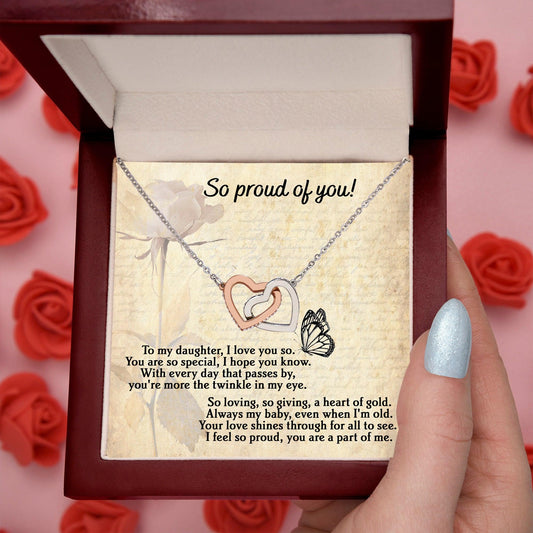 To My Daughter - Proud Of You - Interlocking Hearts Necklace - Mallard Moon Gift Shop