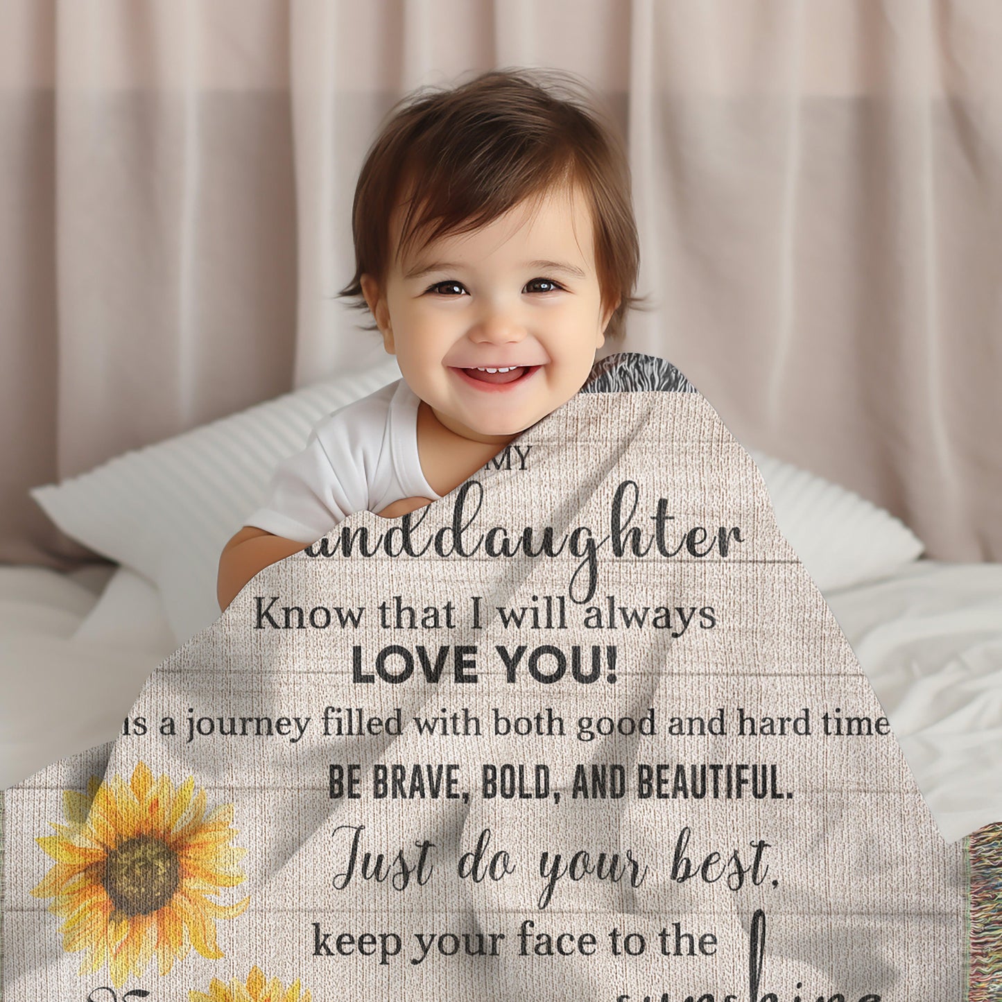 To My Granddaughter Life Is Learning to Dance in the Rain Personalized Heirloom Woven Blanket - Mallard Moon Gift Shop