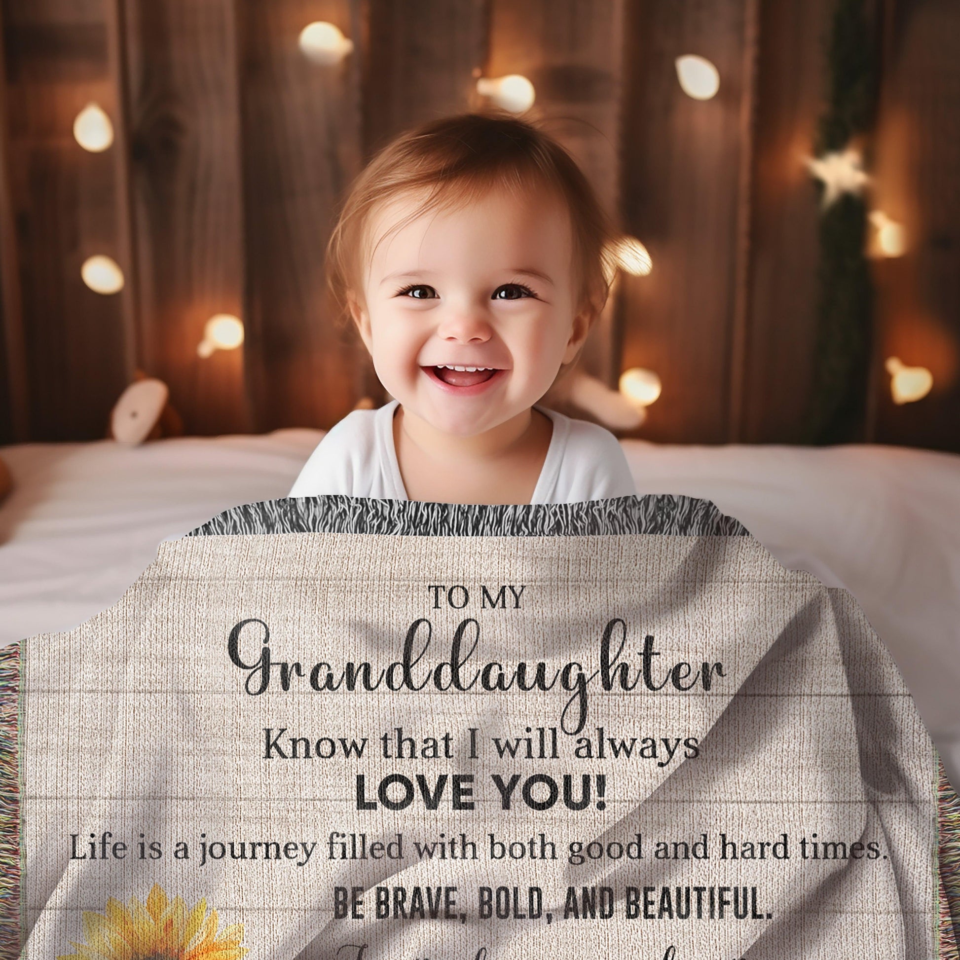 To My Granddaughter Life Is Learning to Dance in the Rain Personalized Heirloom Woven Blanket - Mallard Moon Gift Shop