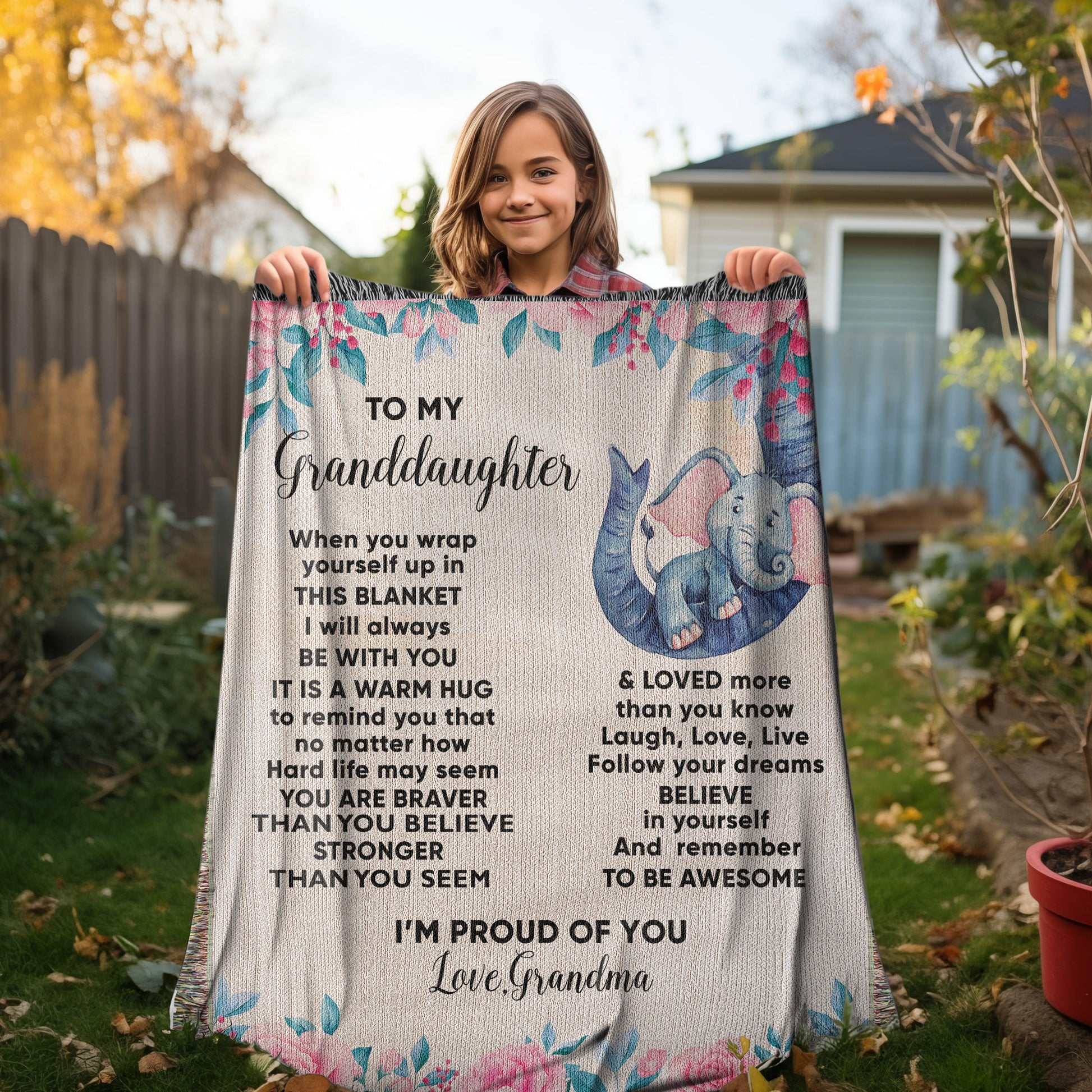 To My Granddaughter You are Braver than you Believe and Loved More Than You Know Heirloom Woven Blanket - Mallard Moon Gift Shop