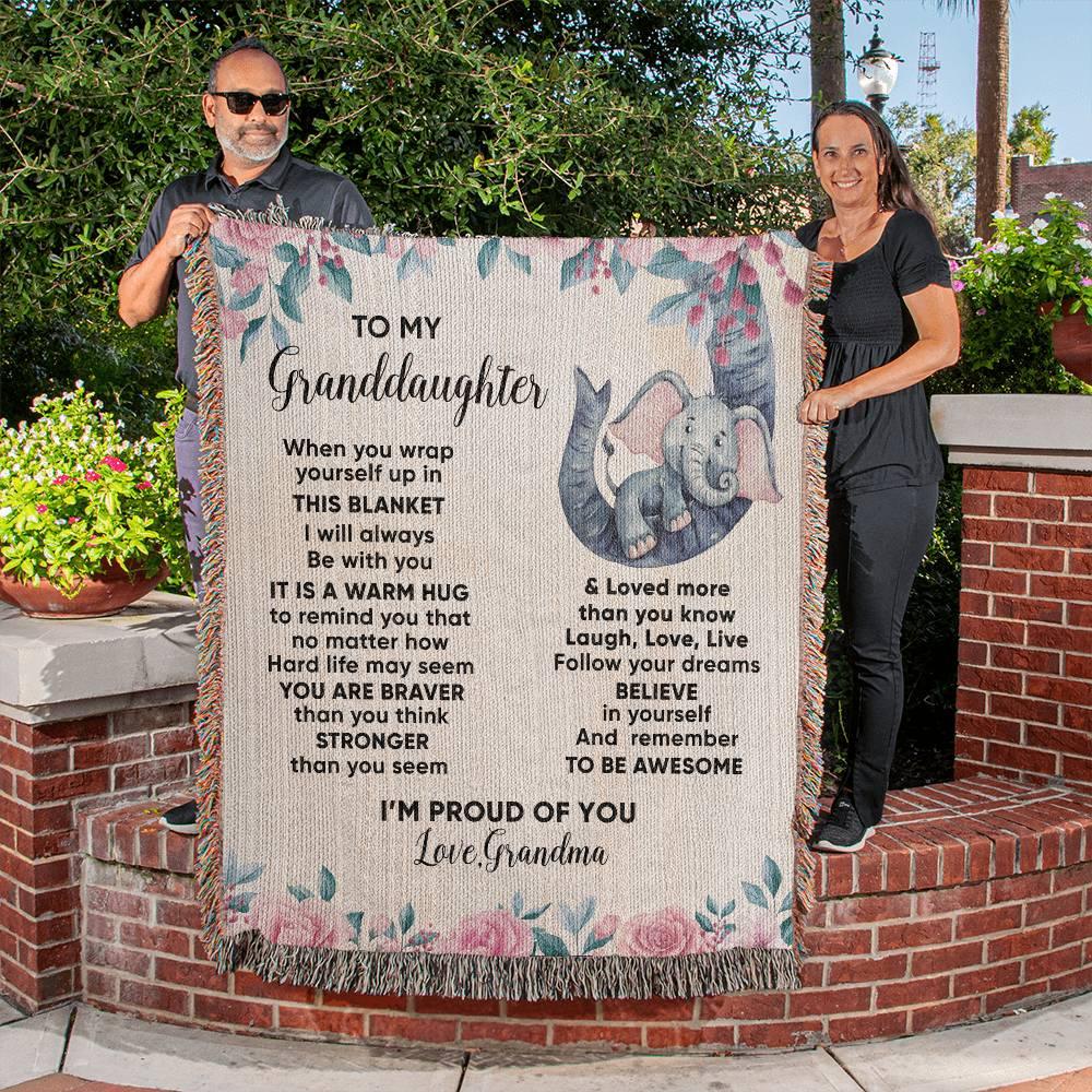To My Granddaughter You are Braver than you Believe and Loved More Than You Know Heirloom Woven Blanket - Mallard Moon Gift Shop