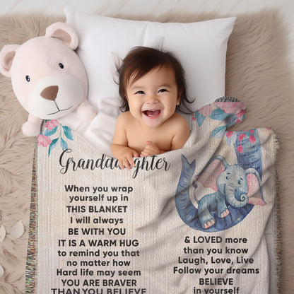 To My Granddaughter You are Braver than you Believe and Loved More Than You Know Heirloom Woven Blanket - Mallard Moon Gift Shop
