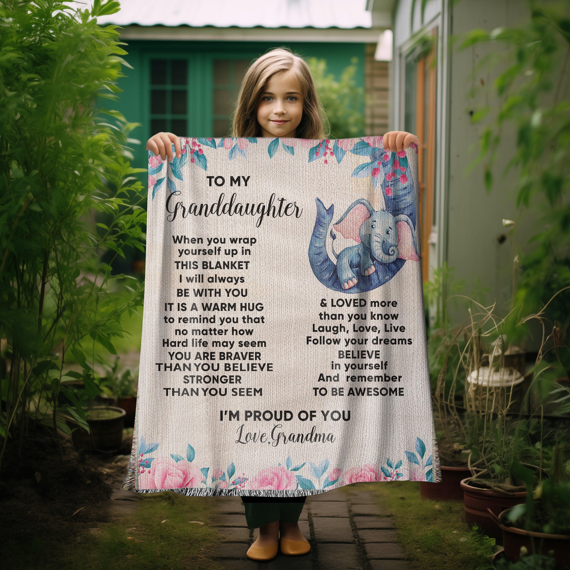 To My Granddaughter You are Braver than you Believe and Loved More Than You Know Heirloom Woven Blanket - Mallard Moon Gift Shop