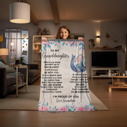 To My Granddaughter You are Braver than you Believe and Loved More Than You Know Heirloom Woven Blanket - Mallard Moon Gift Shop