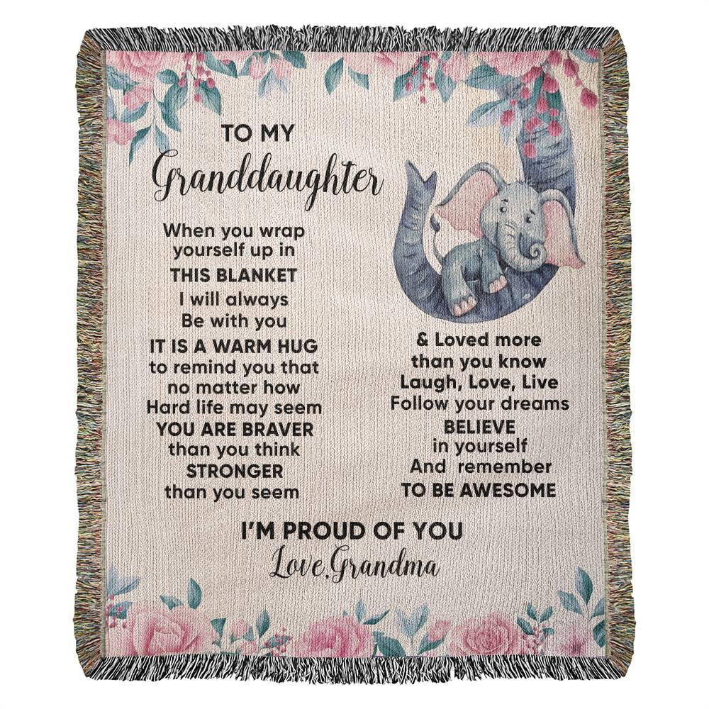 To My Granddaughter You are Braver than you Believe and Loved More Than You Know Heirloom Woven Blanket - Mallard Moon Gift Shop