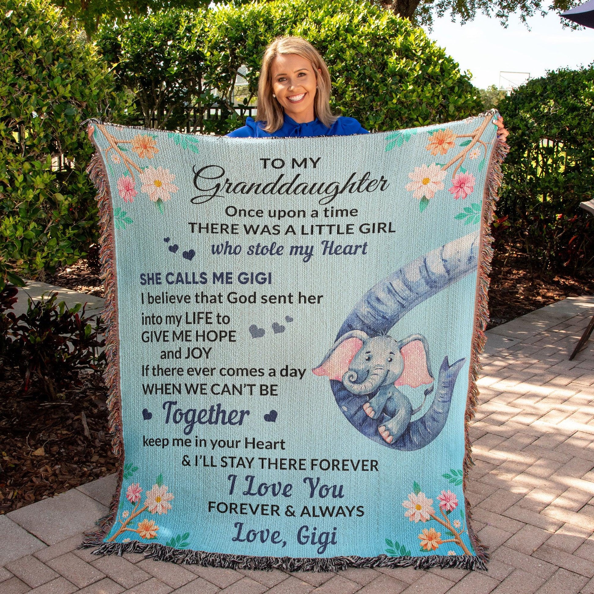 To My Granddaughter, You bring me Hope and Joy Heirloom Woven Blanket From Grandma Gigi - Mallard Moon Gift Shop