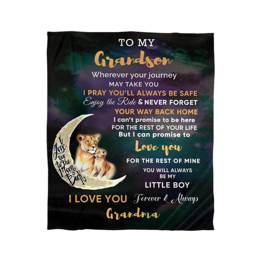 To My Grandson I Promise to Love You Custom Mink Touch Fleece Blanket - Mallard Moon Gift Shop
