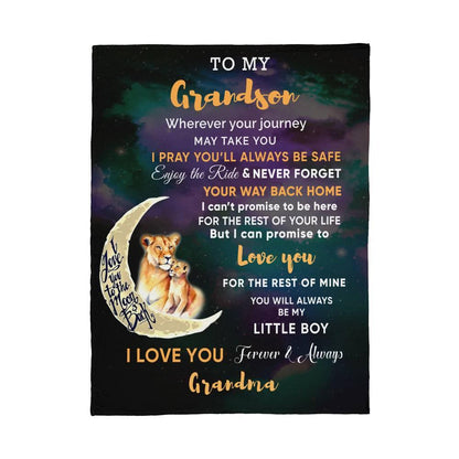 To My Grandson I Promise to Love You Custom Plush Coral Fleece Blanket - Mallard Moon Gift Shop
