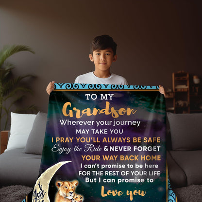 To My Grandson I Promise to Love You Custom Plush Coral Fleece Blanket - Mallard Moon Gift Shop