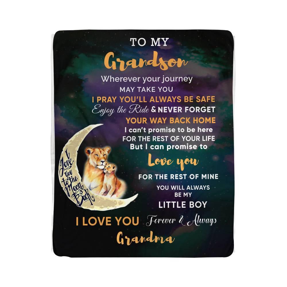 To My Grandson I Promise to Love You Custom Sherpa Fleece Blanket - Mallard Moon Gift Shop