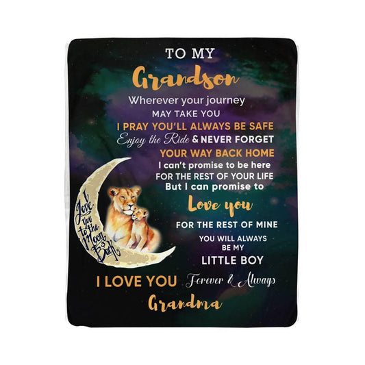 To My Grandson I Promise to Love You Custom Sherpa Fleece Blanket - Mallard Moon Gift Shop